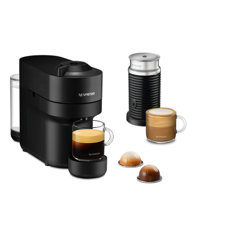 Nespresso Vertuo Pop Liquorice Black Bundle Coffee Machine (Includes Black Milk Frother)