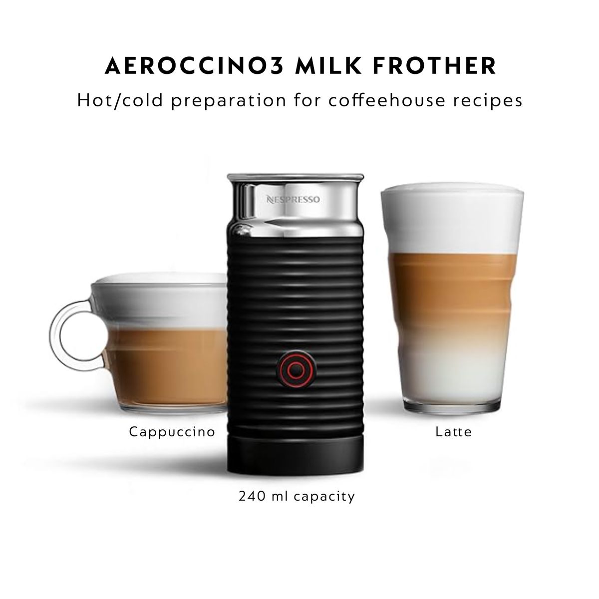 Nespresso Vertuo Next Matte Black Coffee Machine Bundle (Including Black Milk Frother)